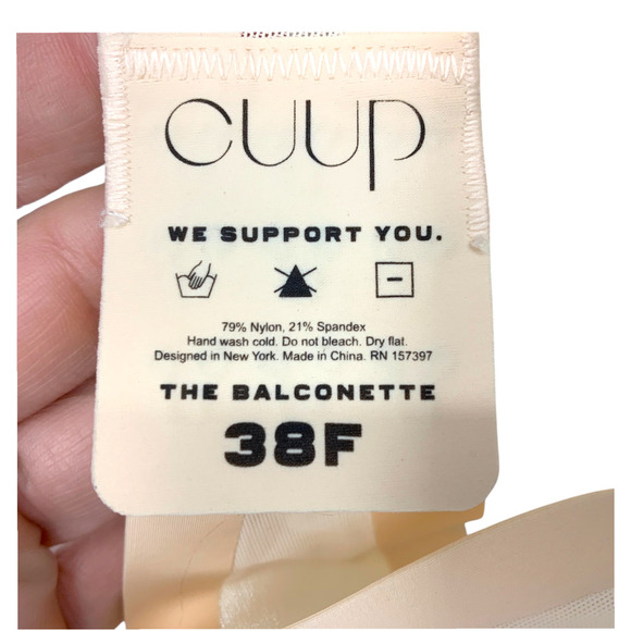 New Cuup The Balconette Sand Sheer Mesh Bra Underwire Sz 38F 38 F NWOT - Picture 6 of 6